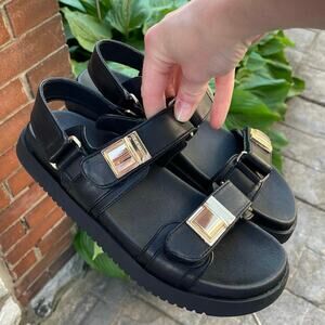 Steve Madden Markos Sandals 1” platform Black 3 strap Women’s Size 7.5